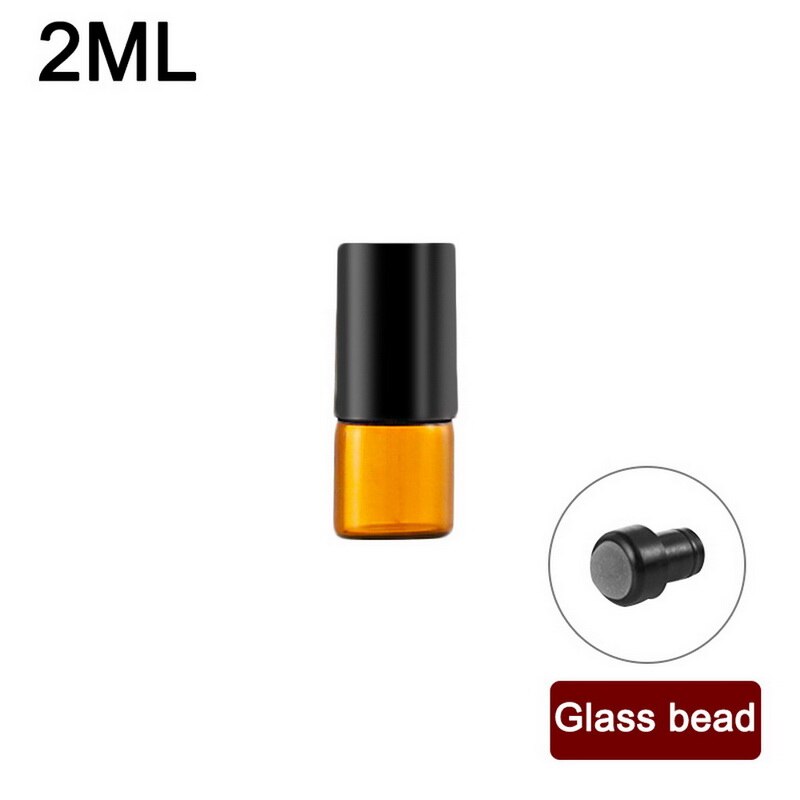 2ml, 3ml, 5ml, 10ml, bouteille en verre brun, cristal mince, petite bouteille de parfum d'huile brune, bouteille d'échantillon d'essai: 2ml glass beads