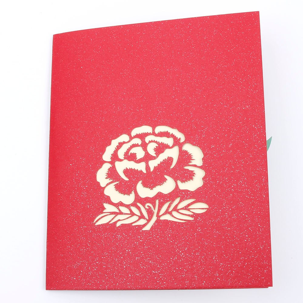 3D Pop Up Greeting Cards Peony Birthday Valentine Mother's Day Christmas Thanks Postcard Letter Paper