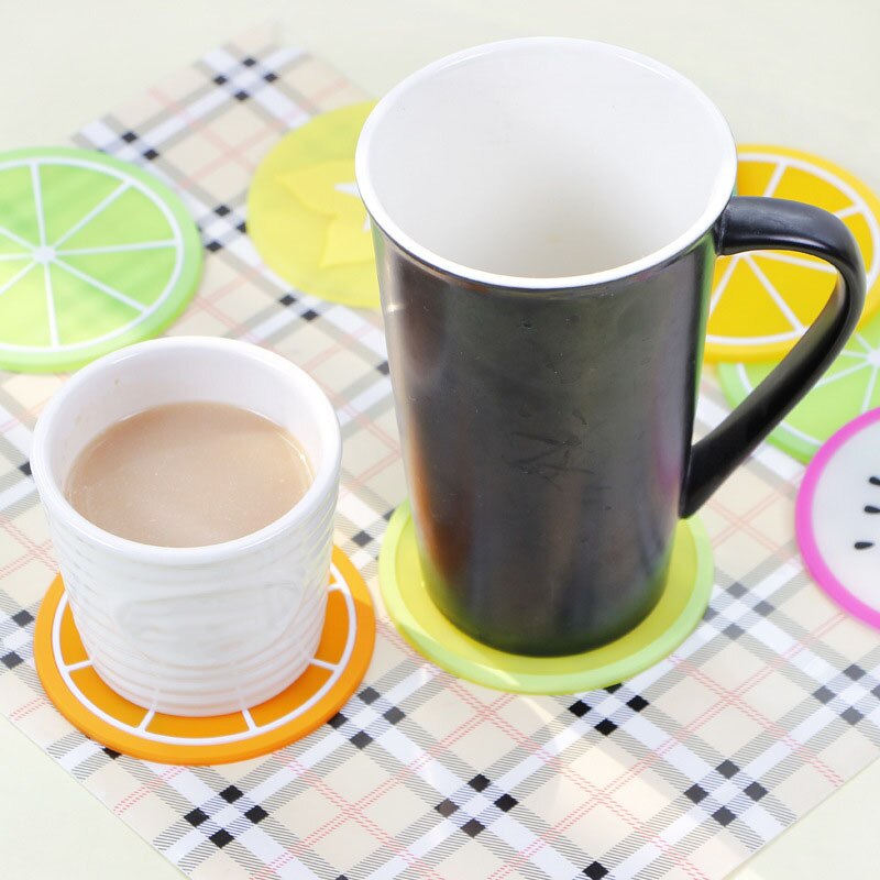 Juego de escritorio Kawaii para oficina, posavasos de fruta fresca, accesorios de colocación para tazas, tazas, Decoración de mesa, suministro organizador, 2 uds.