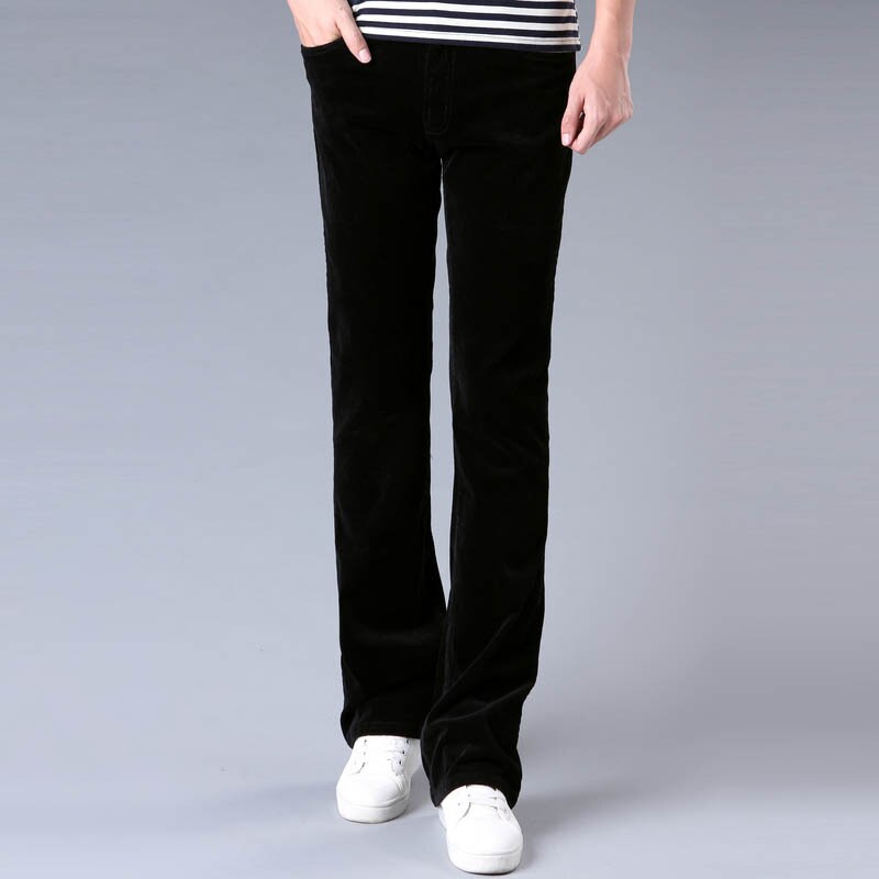 Men's Casual Pants Men's Micro Bell-bottomed Corduroy trousers Korean version of the Stretch Slim Wide Leg pants: 32 / Black
