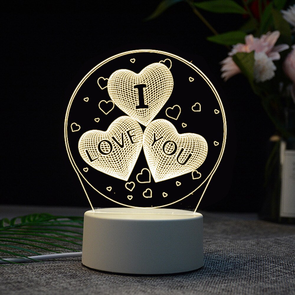 3D USB Acrylic Night Light LED Table Desk Bedroom Decor Birthday Festival Children Warm White Lamp Birthday 3.2