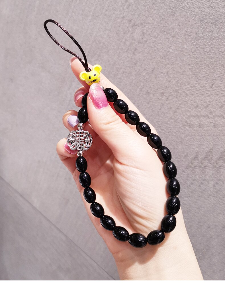 Bear Crystal Chain Bracelet Wrist Strap Lanyar for IPhone 13 12 11 Pro Max for Huawei Xiaomi Samsung Honor Bracelet Wrist Strap: black