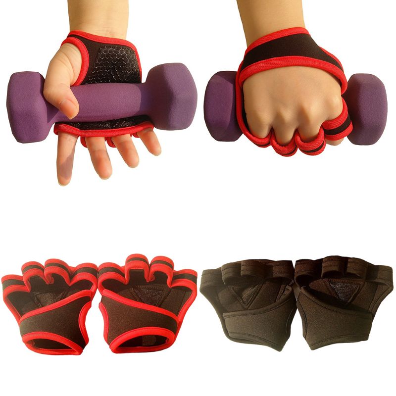 OOTDTY 1pair Weightlifting Workout Crossfit Fitness Gloves Weight Training Gloves Gym Barehand Grip for Rowing Pull Up