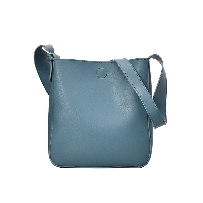 casual large capacity totes wide strap buckets bag luxury soft pu leather shoulder crossbody bags lady simply big purse