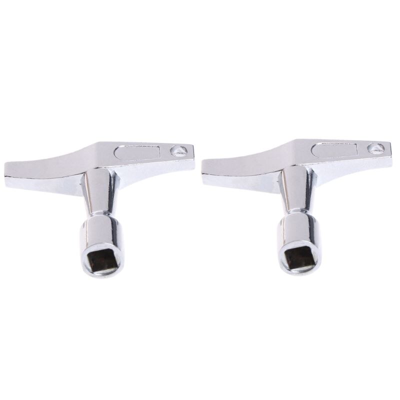 2pcs Portable Alloy Drum Key Regulator Standard Square Mouth Drum Wrench with Keyhole Percussion Instruments Parts