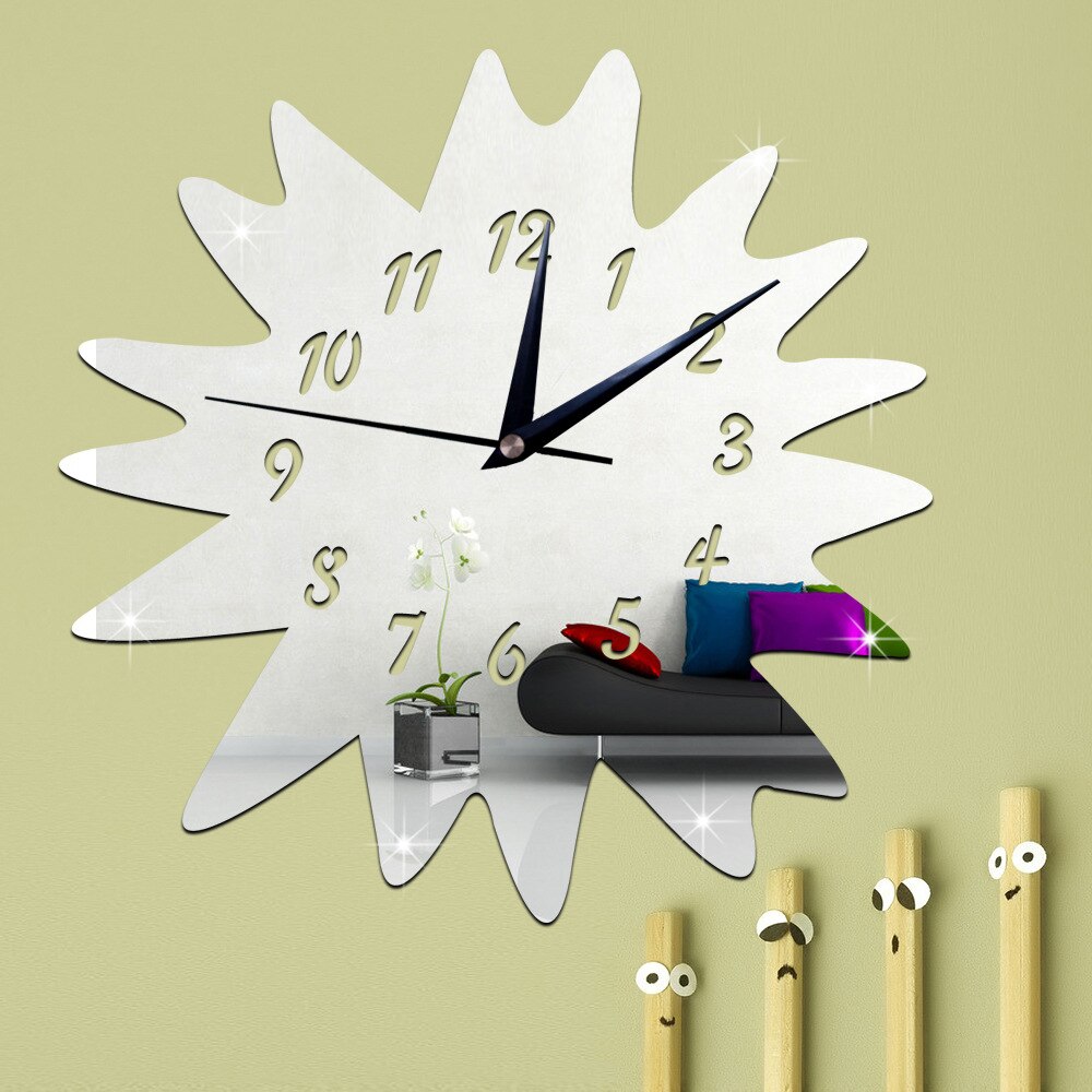 GZ027 Creatieve Windmolen Getande Gear 3D Spiegel Diy Wandklok Kamer Home Decoratie Sweep Beweging Klok Reloj De Pared