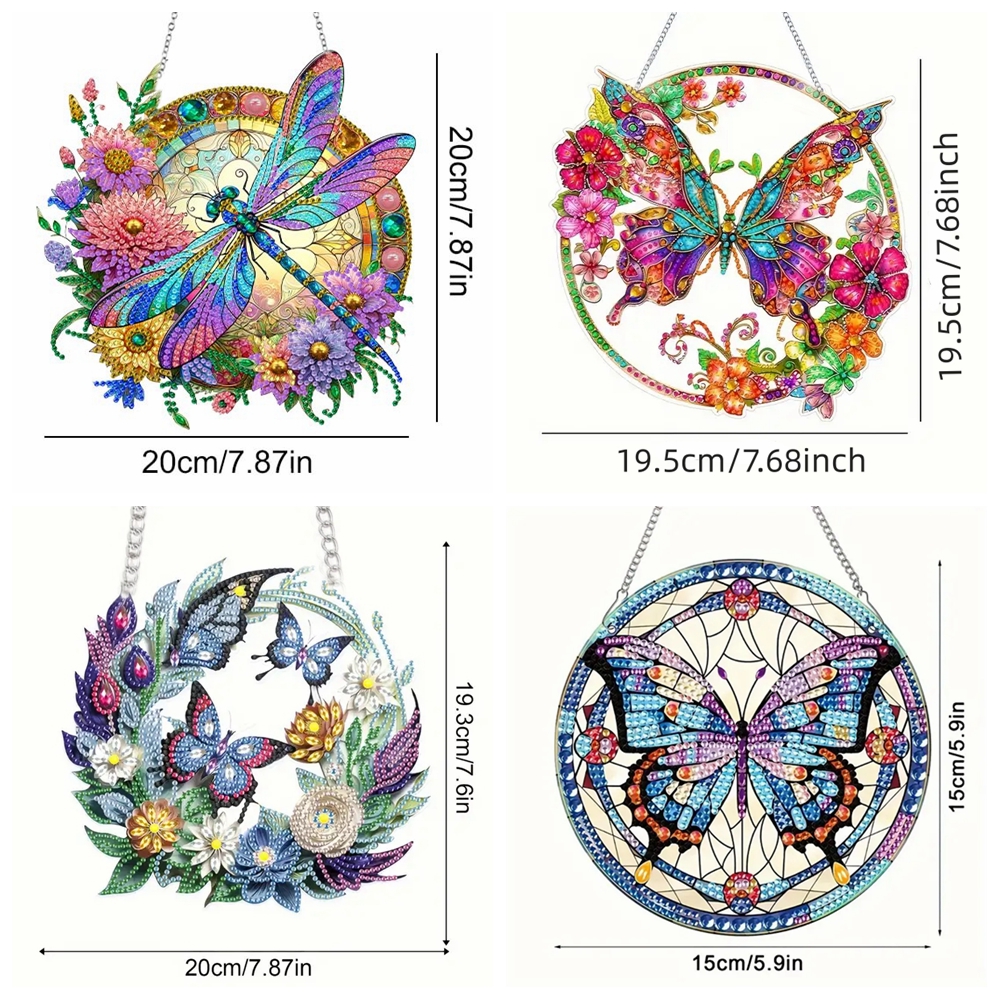 Tontut Kit De Peinture Diamant à Suspendre, Pendentif De Fenêtre, Motif Papillon, Fleur, Peinture Diamant, Forme Spéciale, Art De La Maison, Mur, Jardin, Fenêtre
