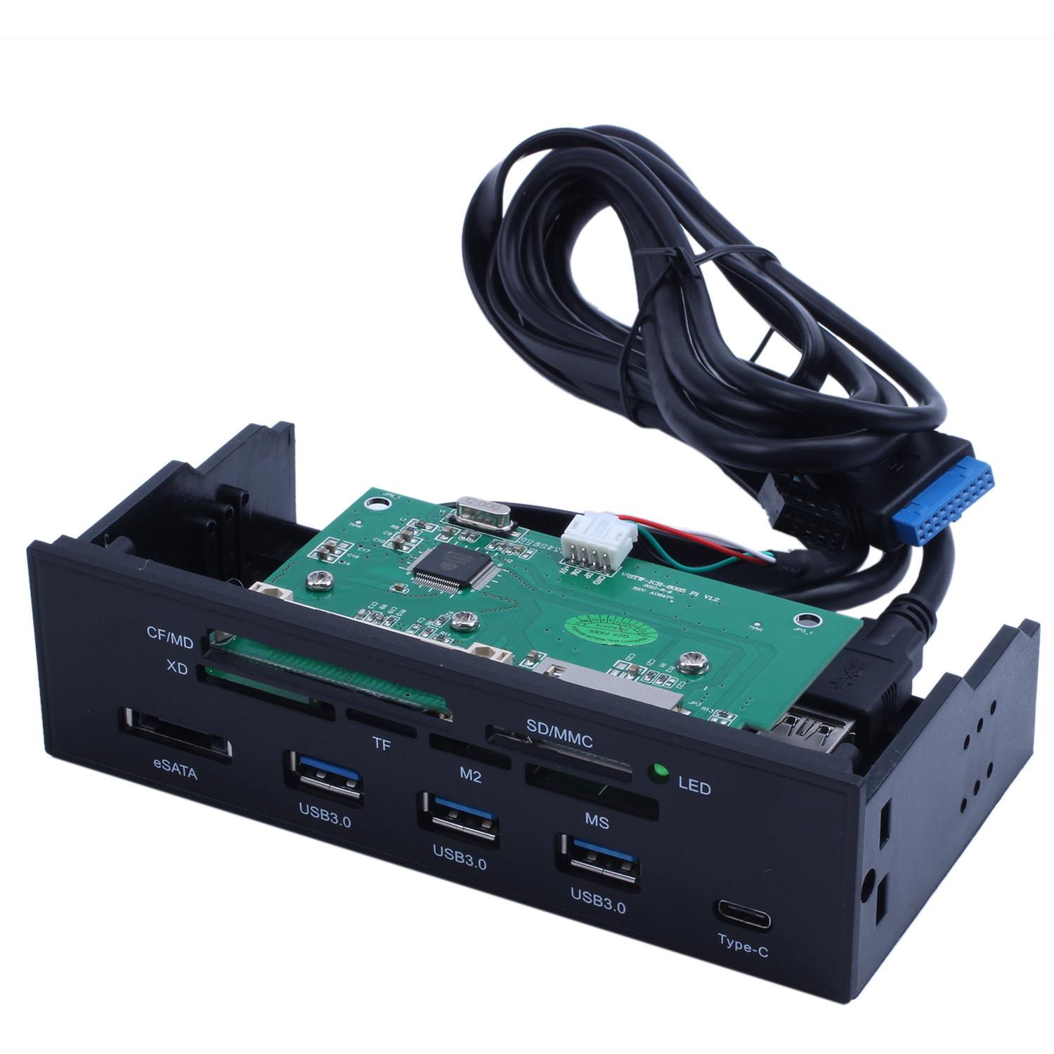 STW 5.25 inch PC Computer Front panel All-in-1 Multifunction card reader with 3ports USB3.0, USB 3.1, eSATA ,Support M2, MSO,