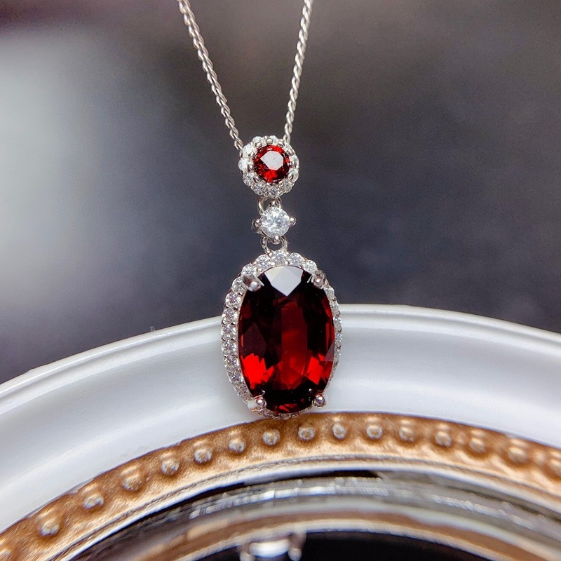 Vintage 4ct vermelho garnet pingente real 925 prata esterlina casamento pingentes colar para festa de noiva feminino gargantilha jóias presente