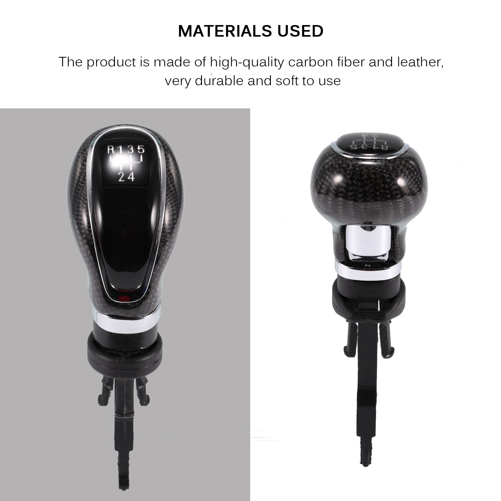 Manual Gear Shift Knob Carbon Fiber Leather Manual Gear Shift Knob Manual Knob Durable Head Handle With Gaiter Boot Cover