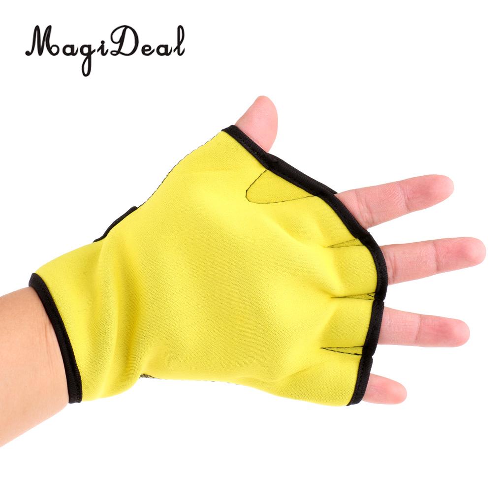 1 par de guantes de entrenamiento MagiDeal, aletas resistentes al agua, guantes de mano, guantes de entrenamiento sin dedos, aletas de red, guantes de fuerza de natación