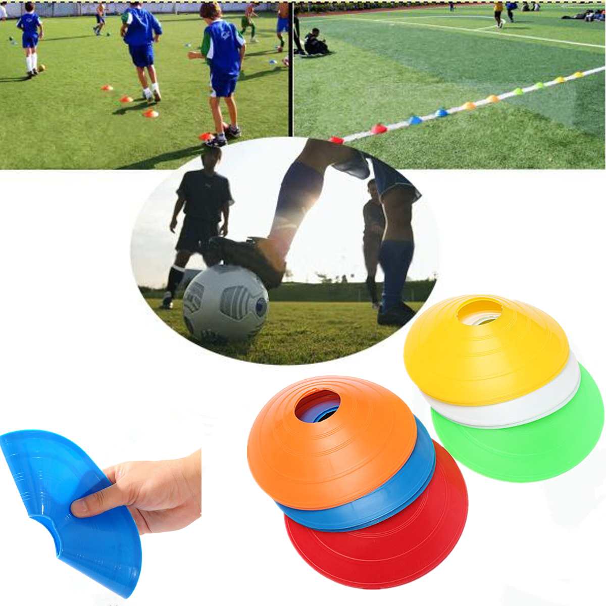 10 stk/lott utendørs sport fotballtrening plate kjegler spor rom markør inline skøyter kryss hastighet trening