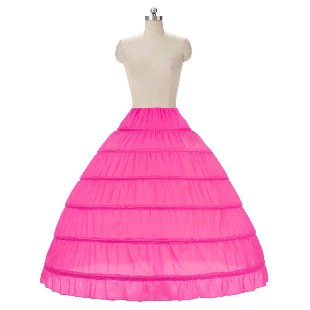 White 6 Hoops Petticoats Plus Size Organza For Ball Gown Wedding Dresses Crinoline Underskirt In Stock: Pink
