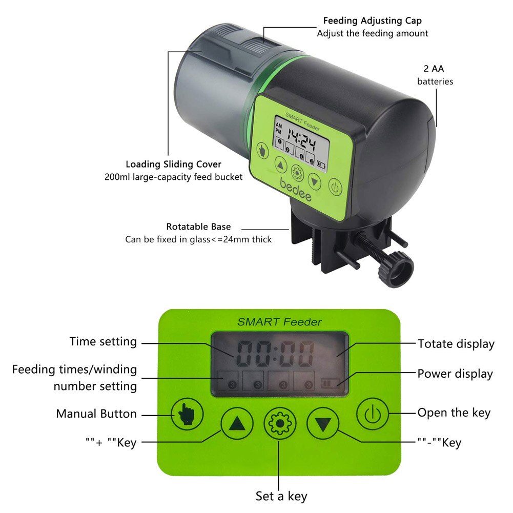 Automatic Fish Feeder Electric Auto Fish Feeder Aquarium Food Dispenser BJStore