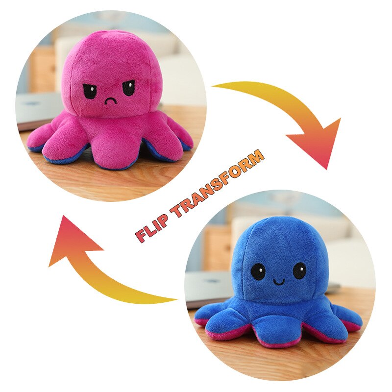 Double-Sided Flip Octopus Toys Kids Soft Plush Doll Animals Peluches Toys Reversible Stuffed Pillow Toy Xmas Birthday Baby: 008