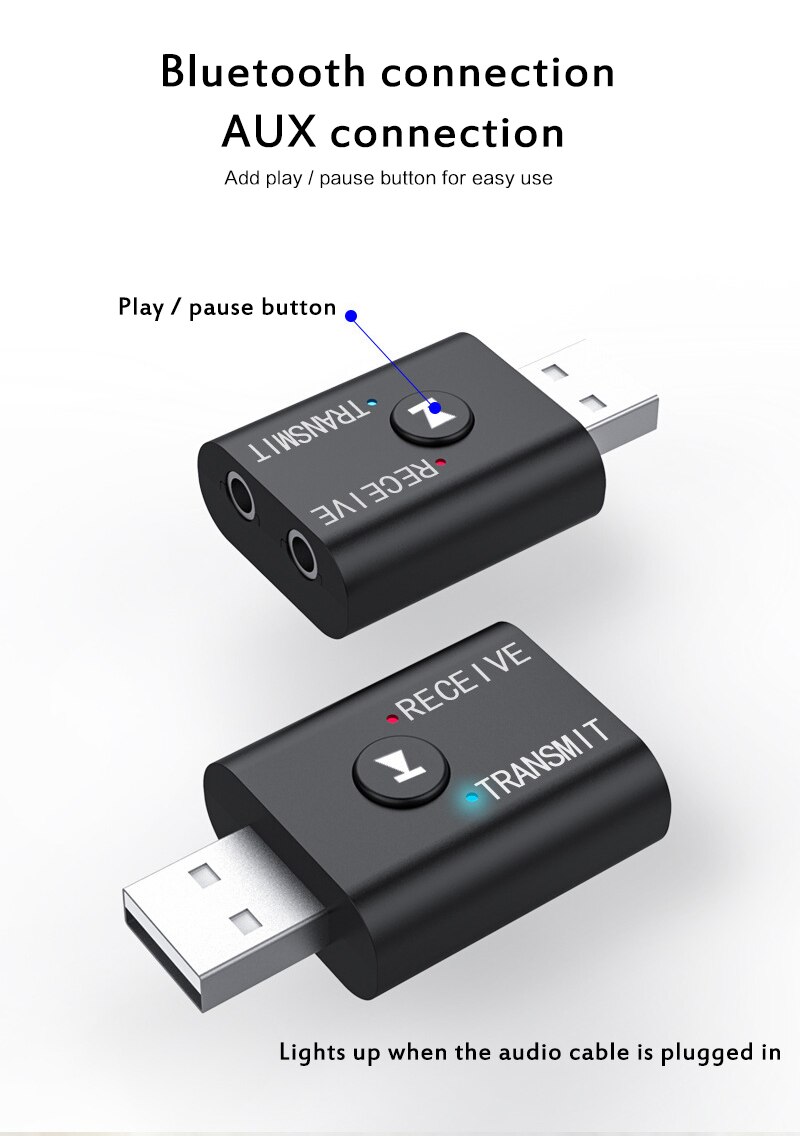 USB Bluetooth 5,0 transmisor receptor adaptador de EDR Dongle USB para PC TV auriculares para portátiles HIFI estéreo para coche de Audio de música
