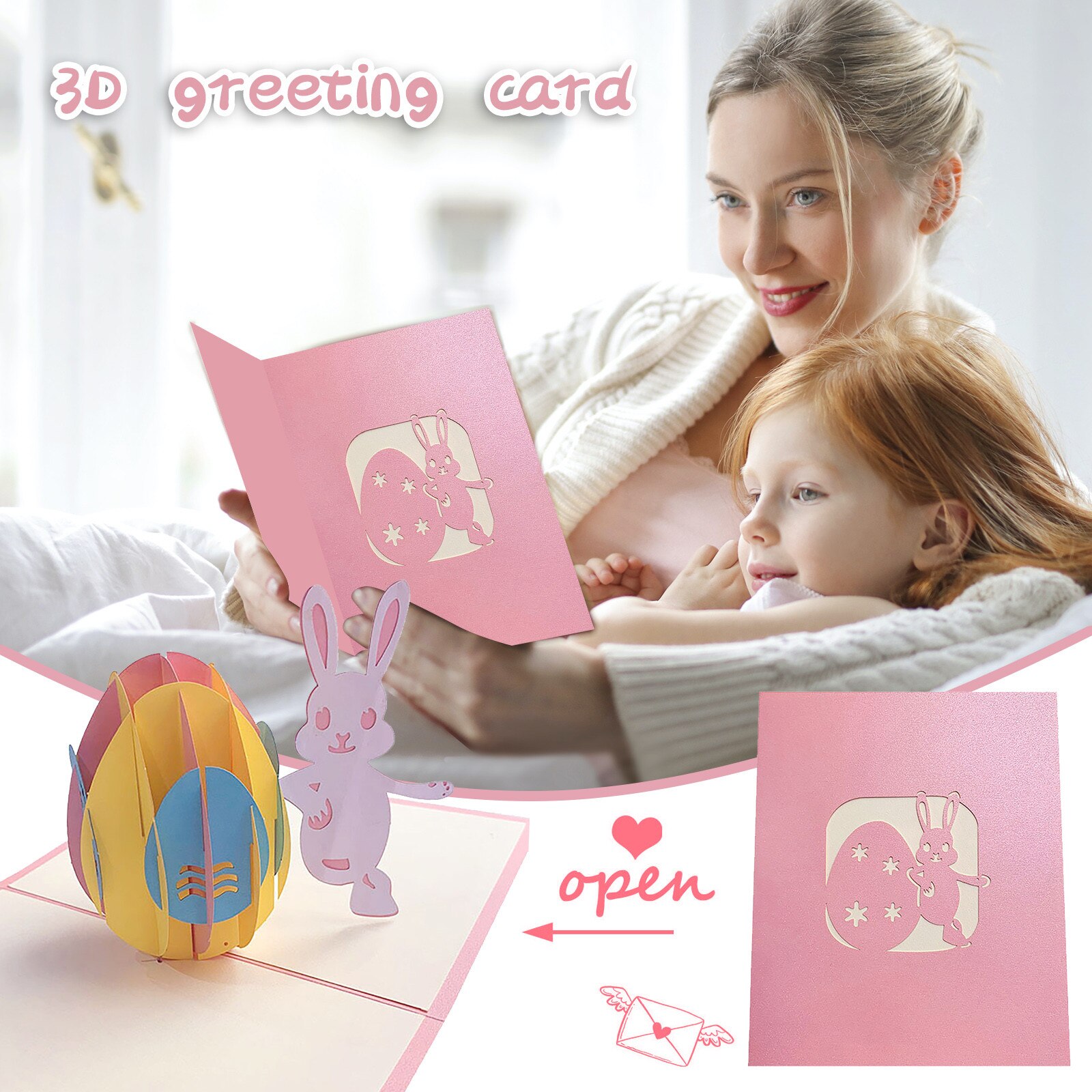 Pasen Kaart 3d Drie Dimensionale Papier Carving Uitgeholde Kleine Kaart 3d Handgemaakte Pops Up Uitnodigingen Custom Met Envelop