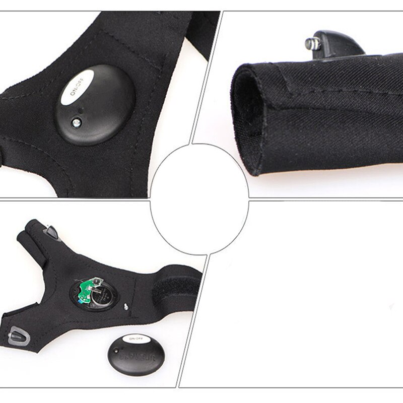 Left hand Flashlights torch Finger Rescue Gloves Lights Outdoor Fishing Magic Strap Fingerless Glove camping Hiking Lights JC