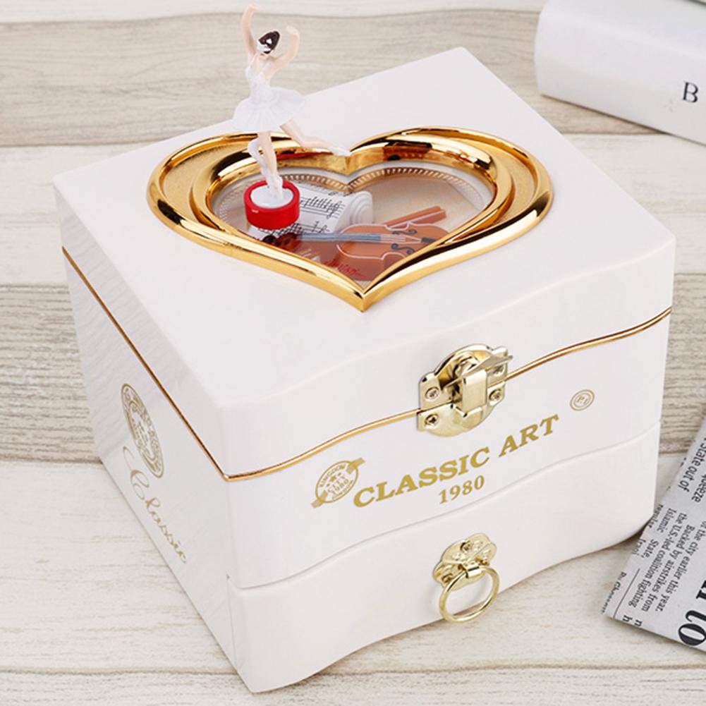 Classic Rotating Dancer Ballerina Piano Music Box Clockwork Plastic Jewelry Box Girls Hand Crank Music Mechanism Jewelry Boxes