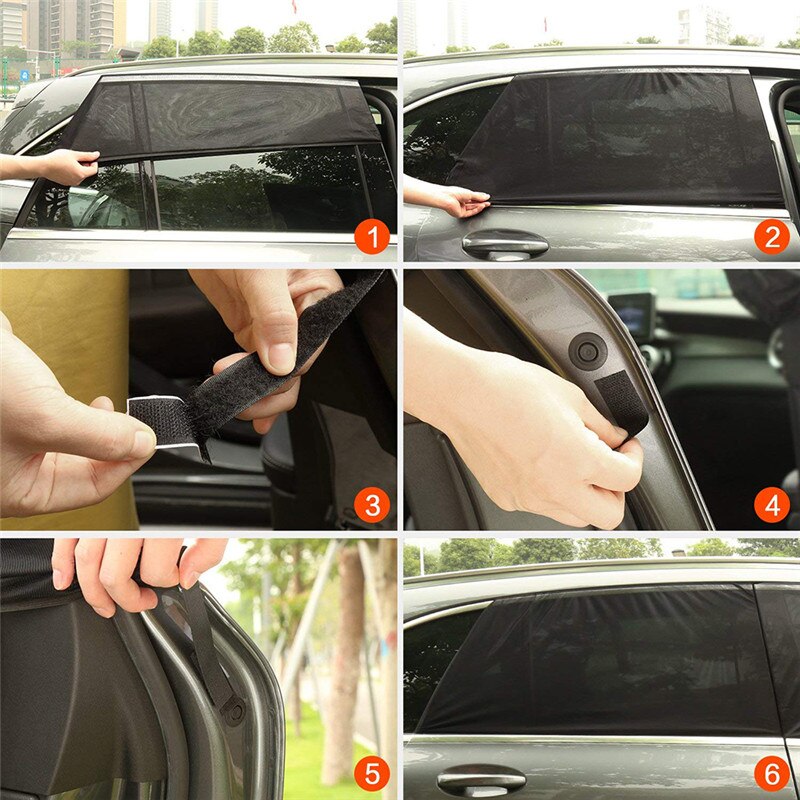 2PCS Car Curtains Front/Rear Side Window Net / Mesh Fabric Curtain Block The Sun Reduces Temperature Window Screens