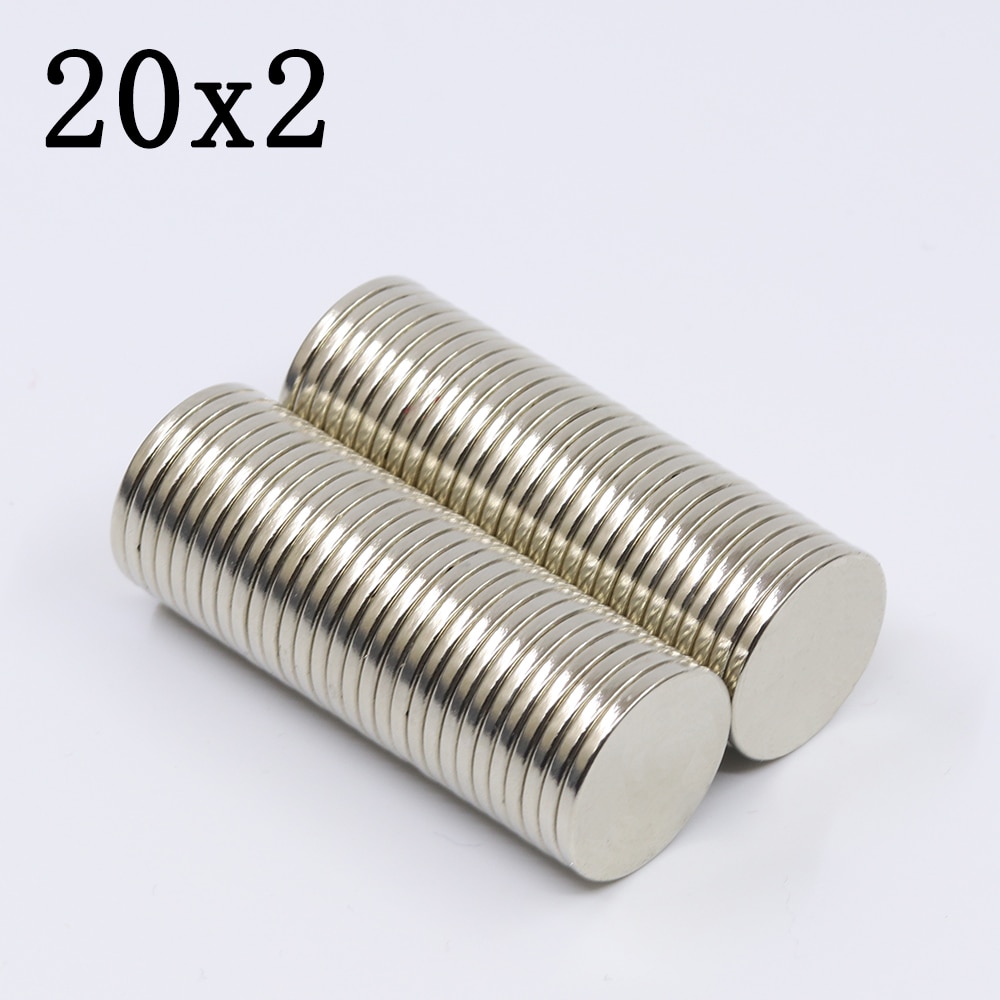 50 Stuks 20X2 Neodymium Magneet 20 Mm X 2 Mm Super Krachtige Sterke Permanente Magnetische Imanes N35 Ronde ndfeb 20X2