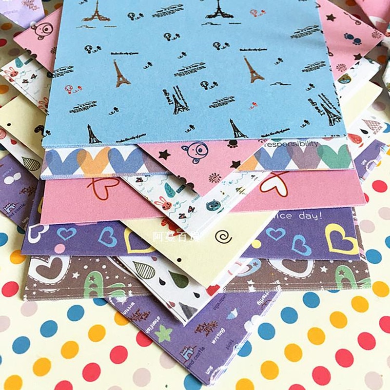 100pcs 8.4cm Small Floral Origami Paper Love Pony Tower Scrapbooking Paper Fresh And Lovely Folding Origami Paper Crafts Love