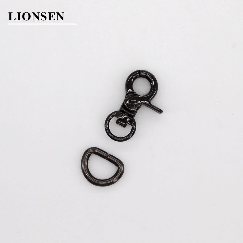 Lionsen 6setzt Metall Abzug Verschlüsse Clips schnappen Schnalle Haken D Ring Für Keychain DIY Tasche Schlüssel Ring Handtasche Hardware- zubehör: Pistole Schwarz