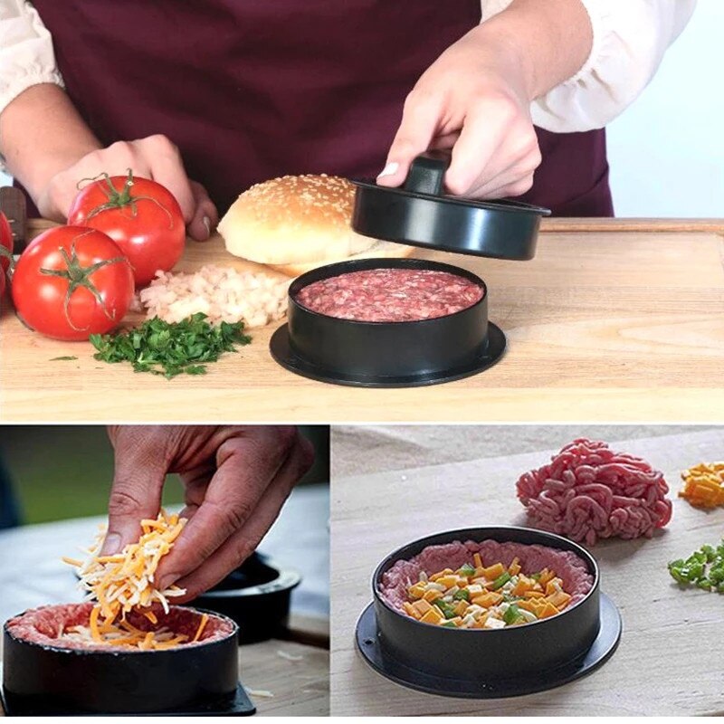 Kitchen Accessories ABS Hamburger Press Round Shape Non-Stick Chef Cutlets Burger Press Patty Maker Mold Burger Press Gadgets
