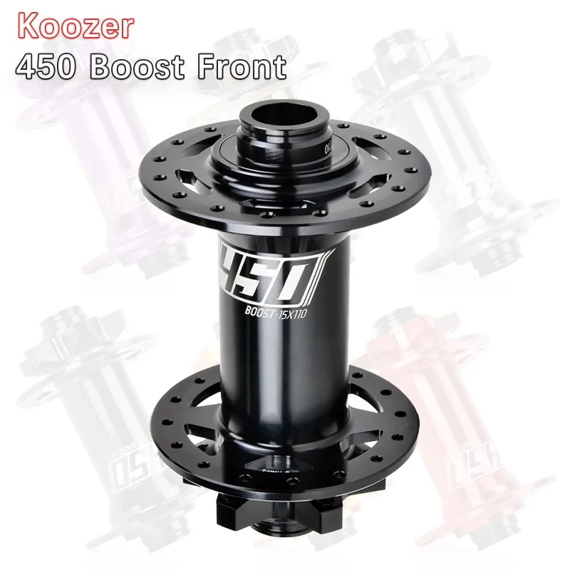 Koozer 450 Boost Front Hub TA 15x110 Thru Axle Hub 28H 32 Holes 6 Bolts Disc 2 Sealed Bearing Light Bike Parts Bicycle Hubs