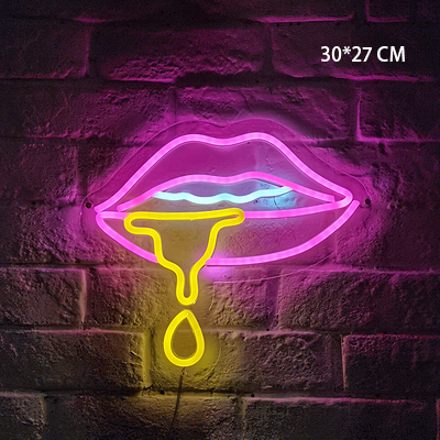 Señal de neón Led creativa, luces nocturnas alimentadas por USB de 5V, para dormitorio, tienda, Pub, Bar, restaurante, , decoración de pared, lámpara comercial de estética: Lips