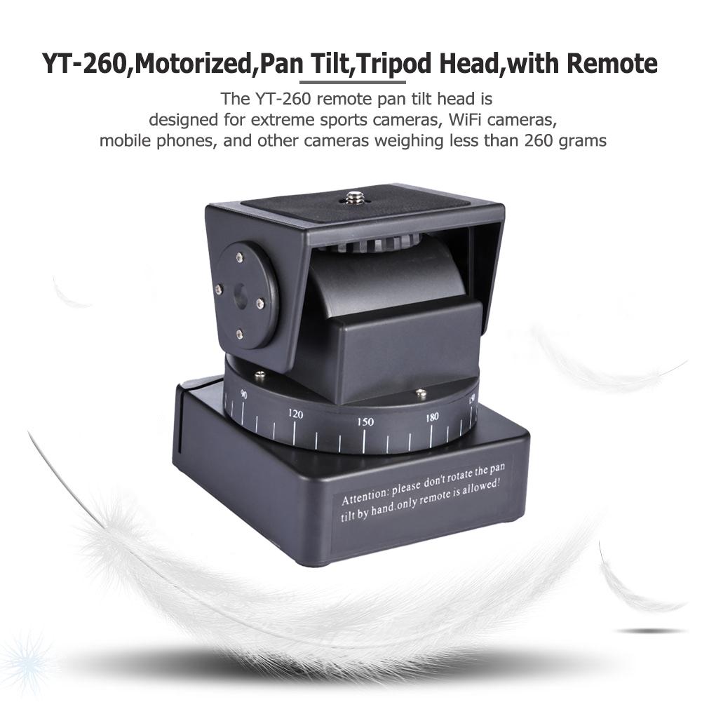 YT-260 Pan Tilt Head Motorized Rotation Panoramic Tripod Head PTZ Remote Control for Camera Phone Photography Tool