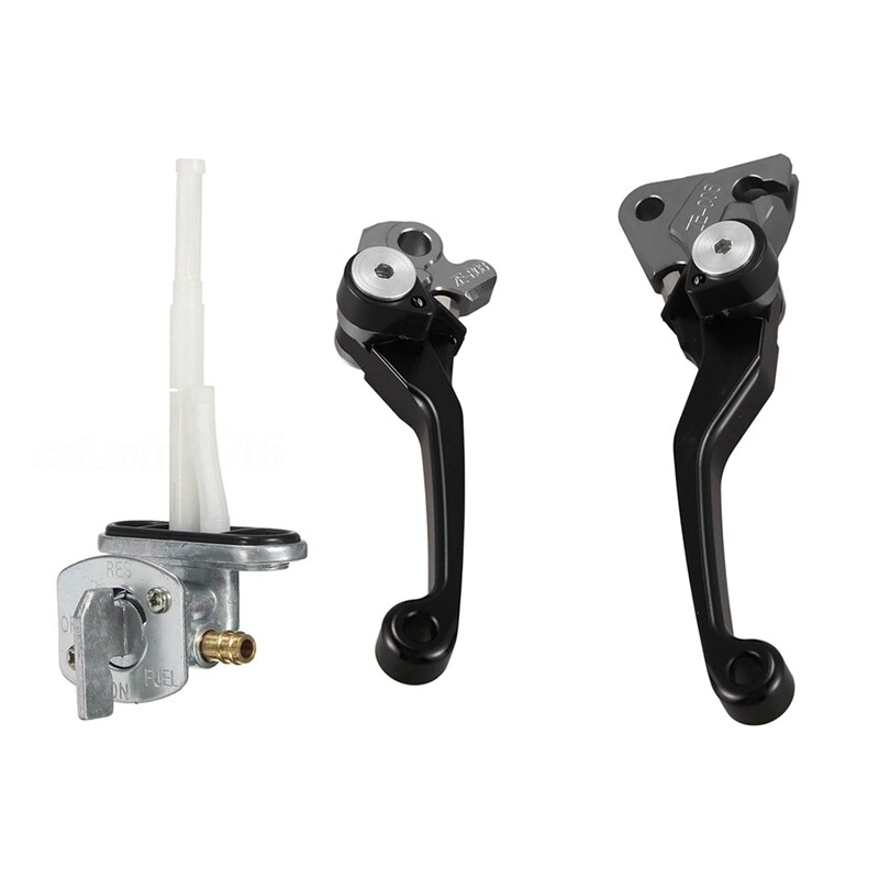 1 Pcs Fuel Tank Tap Switch Valve Petcock Pump & 2Pcs Motorcycle Brake Lever Handle Cnc Lever Handle