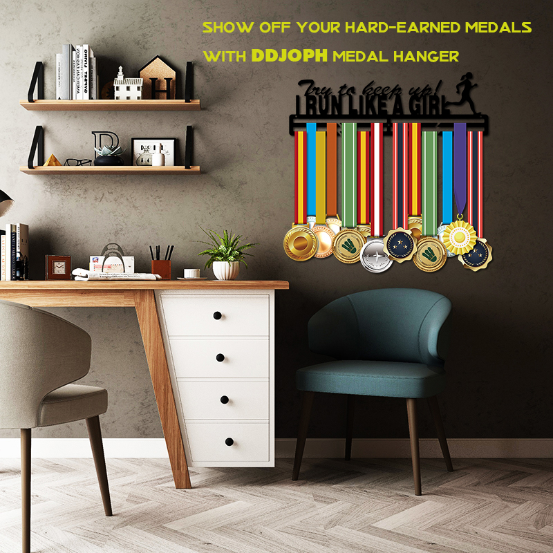 Medal hangers for running Race medal display hanger Run like a girl Medal holder for girl