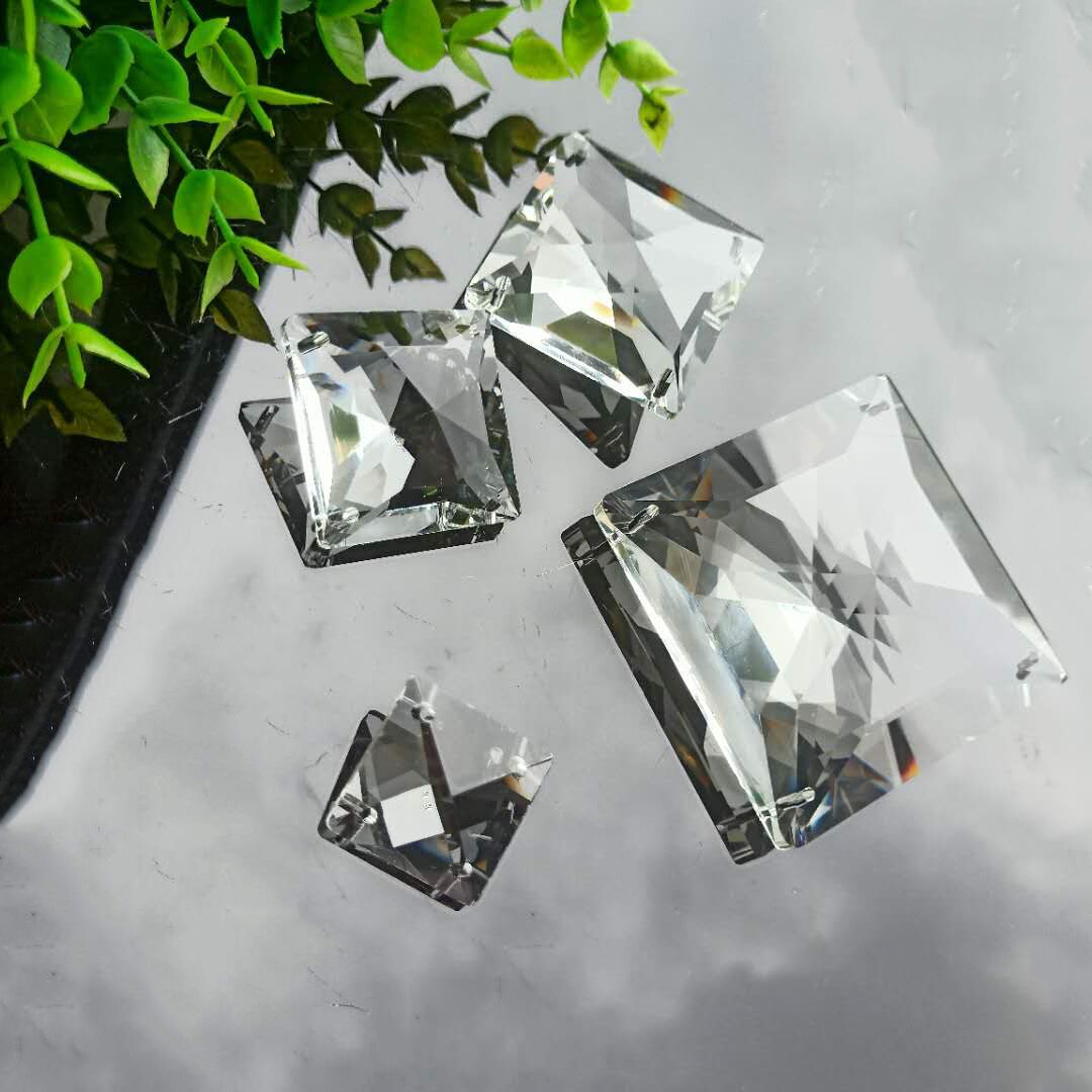 20/30/40/60mm 4 huller firkantet krystal vedhæng glas klar lysekrone krystaller prismer solfanger gør-det-selv hængelampe tilbehør tilbehør