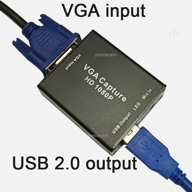 Vga-til-usb-adaptere 1080p med videooptagelseskort vga dvrsupport uvc / uac standard, transportport er usb 2.0
