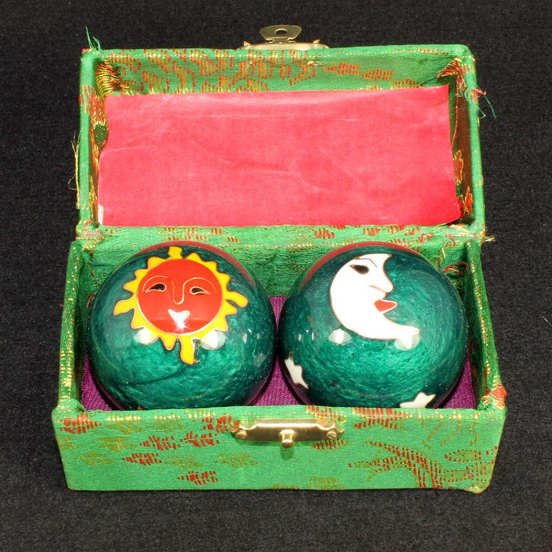 Bolas de salud chinas Baoding, esfera con esmalte, bolas de masaje para terapia de manos, un par: Green-D