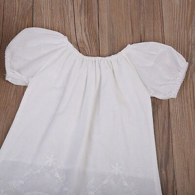 Pudcoco , de princesa de encaje blanco vestido de verano para niñas pequeñas, vestidos de niños, ropa de algodón Casual con manga, vestido de verano, talla 0-4T