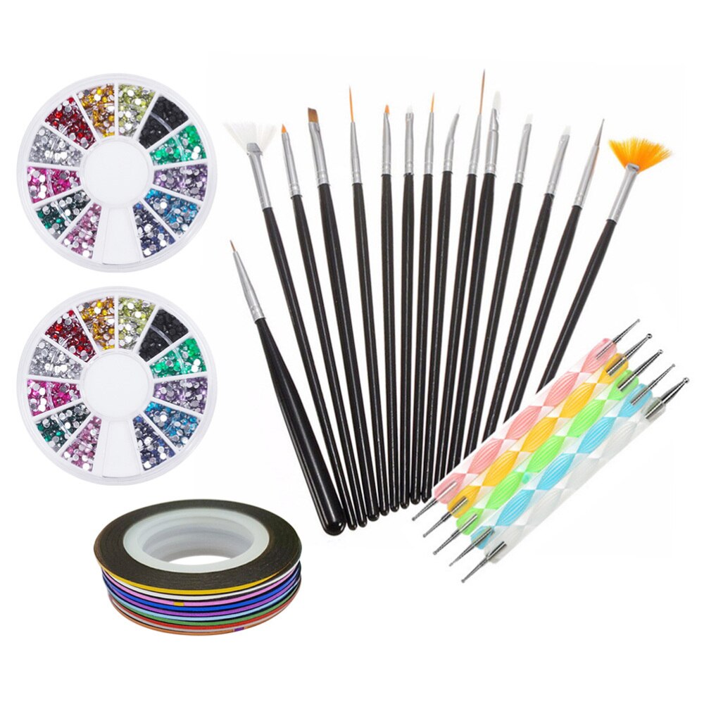 1 Set Manicures Tool Kit Portable Nail Drawing Tool Nail Art Liner Brushes Set Nail Art Drill Pen Set for Women Home Salon Madam