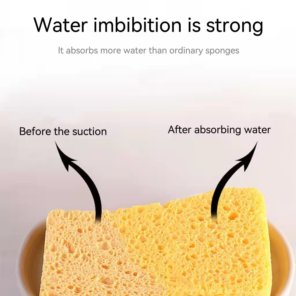 Estropajo de pulpa de madera para cocina, esponja para lavar platos, herramientas de limpieza para baño, limpiador de platos, utensilios de cocina para el hogar, 2 piezas