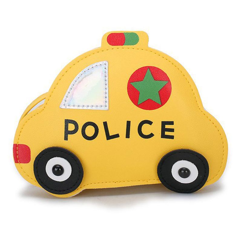 Kindermeisjes cartoon auto schoudertas crossbody tas van pu leer kleine handtas portemonnee: Geel