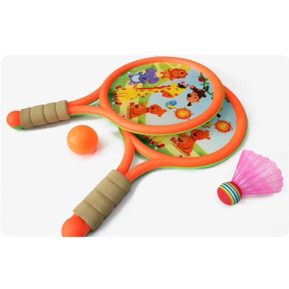 Badminton Tennis Rackets Balls Set Parent-Child Sports Game Toys Sport Children Play Game Outdoor Funny Toys(Orange)