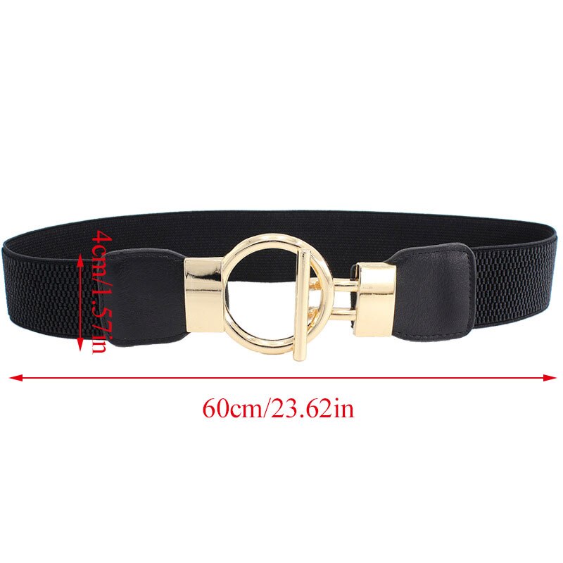 Pu Leer Elastische Riem Vrouwen Metalen Gesp Brede Taille Riemen Voor Vrouwelijke Elegante Slanke Gordel Effen Tailleband Mode Buikband