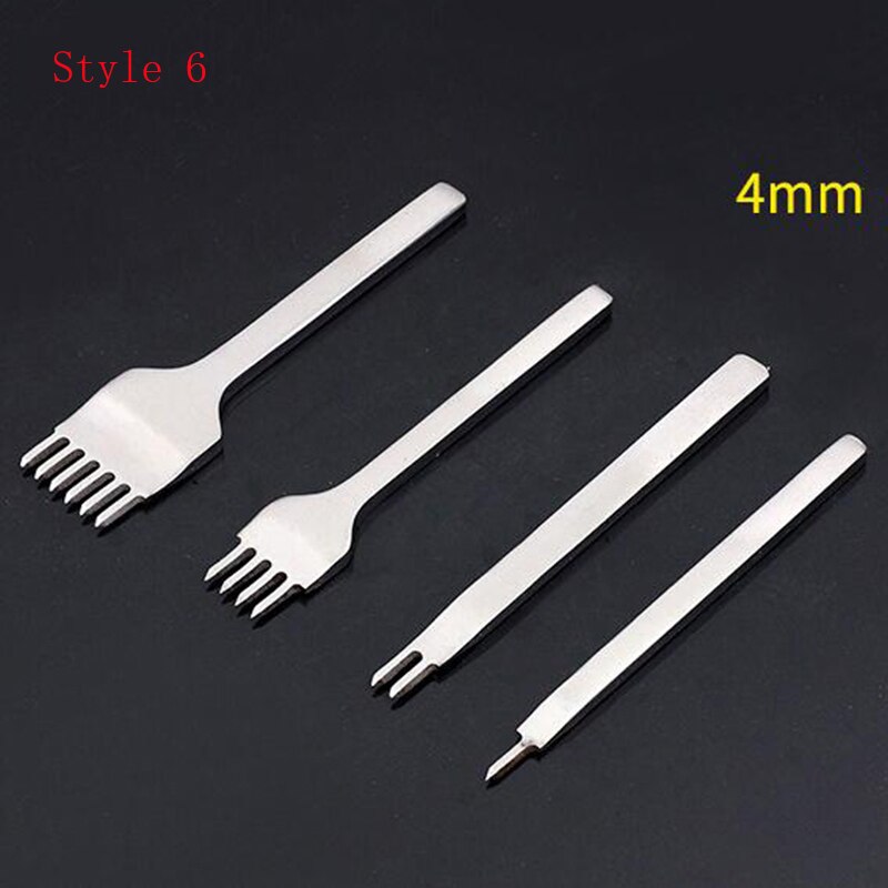 3/4/5/6mm Spacing Punch Tool For Leather Hole Punches Tool Lacing Stitching Sewing DIY Leather Craft Tools 1/2/4/6 Prong: Style 6(4mm)