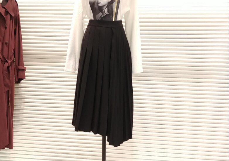 Jurken, lange blazers, enkelrijs, kantoorkleding, dames, geplooide mini-jurken met riem, plus size: Zwarte rok / Xl