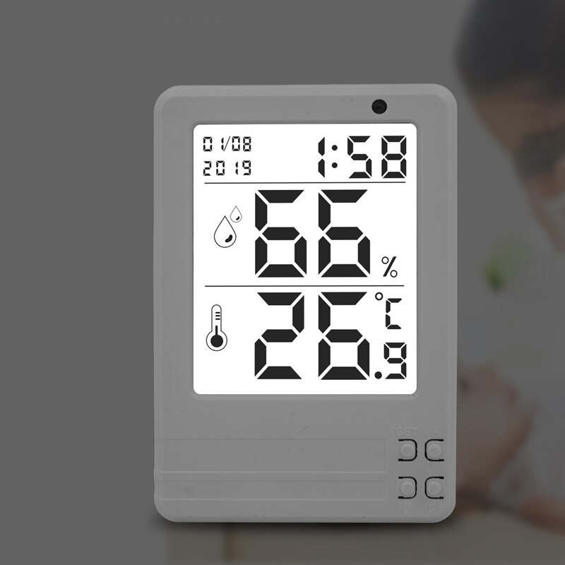 LCD Digital Thermometer Hygrometer Alarm Clock Calendar Weather Station Desk Clock Temperature Humidity Meter Barometer Indoor W