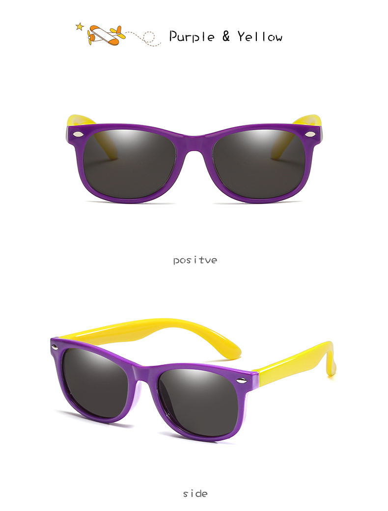 Lange Keeper Gepolariseerde Kids Zonnebril Jongens Meisjes Baby Baby Mode Zonnebril 100% UV400 Brillen Kind Shades Gafas Infantil: purple yellow