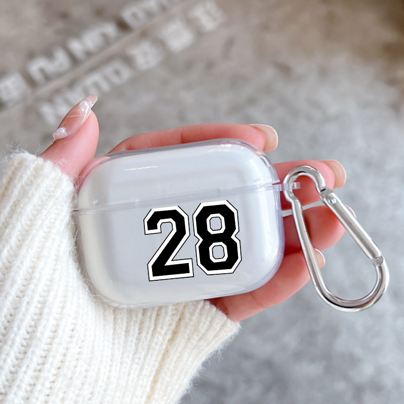 Hoesje Voor Apple Airpods 2 1 Oortelefoon Hoesjes Met Haak Mode Zwart Nummer Voetbal Voor Airpod Pro 3 Pro2 Doorzichtige Beschermhoezen: XS / Lichtgrijs