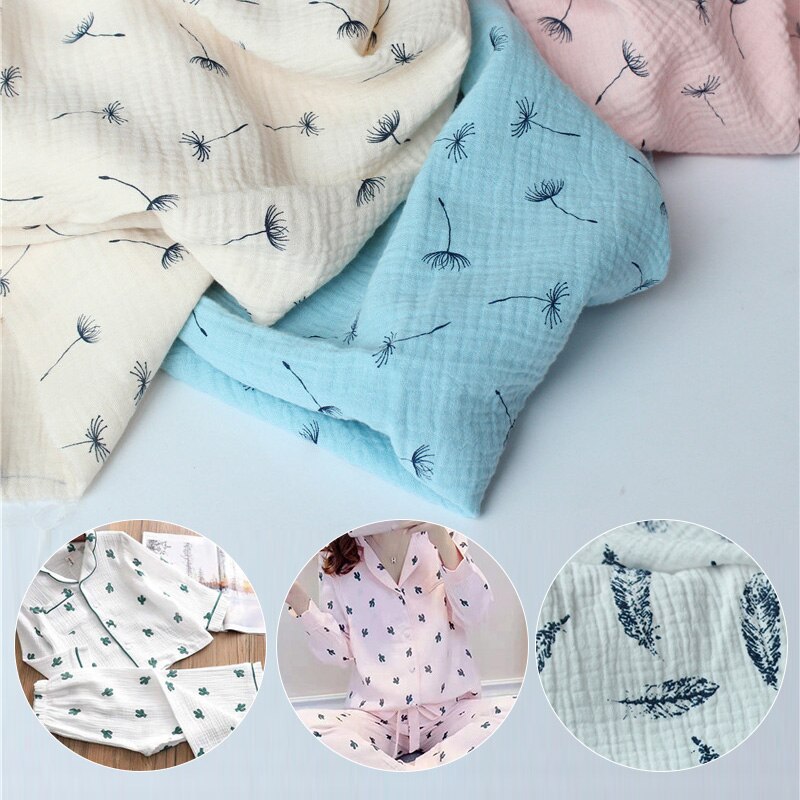 100*135cm pissenlit tissu drapé coton et lin Double gaze crêpe bébé vêtements tissu dames jupe vêtements de nuit tissus