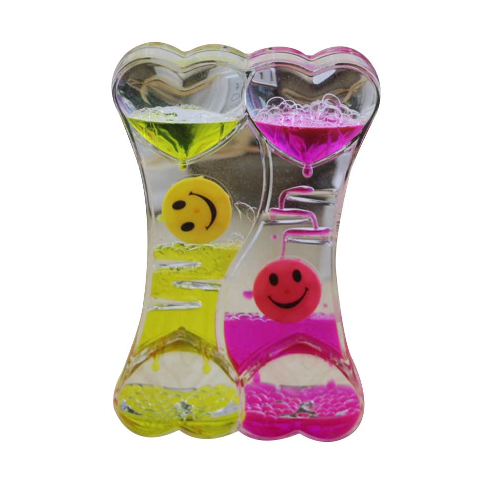 1pc Liquid Hourglasses Dynamic Transparent Oil Timer Hour Glass Decoration for Home WXV: Smiley face
