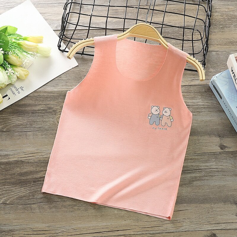 Baby Jungen Mädchen T-shirt Kinder Sommer Weste Top Ärmel Modal Baby T Kleinkind Leibchen Atmungs Tank Shirt Kid Kleidung: Pink Vest / S